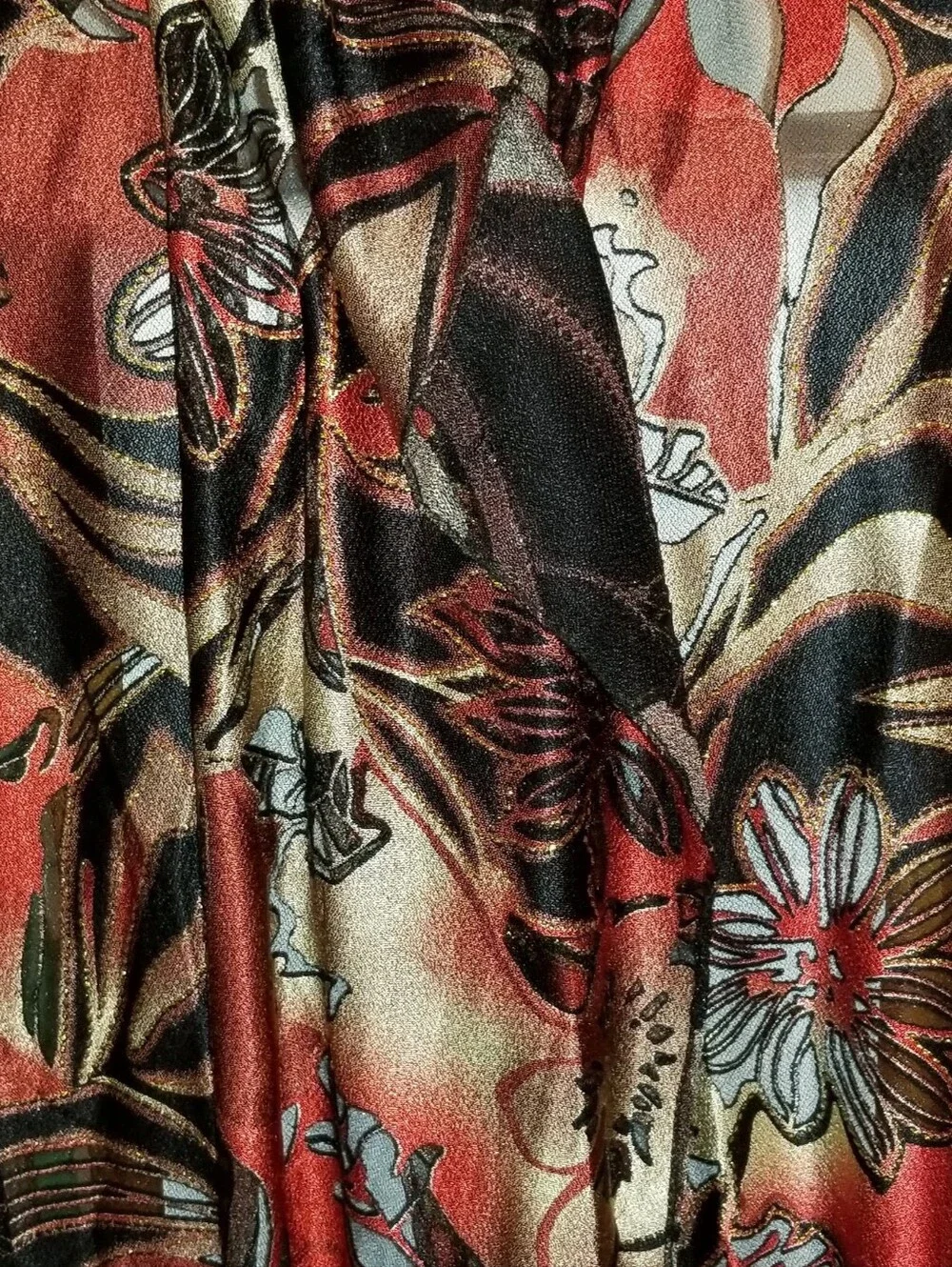 Metallic Burnt Orange & Black Patterned Scarf Rich Colors That Scream FALL